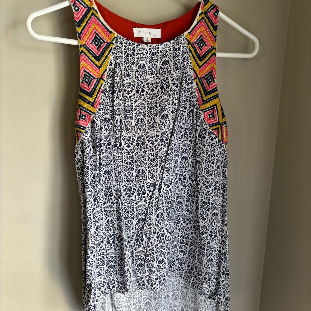 Tribal Multicolor Asymmetrical Tank Top